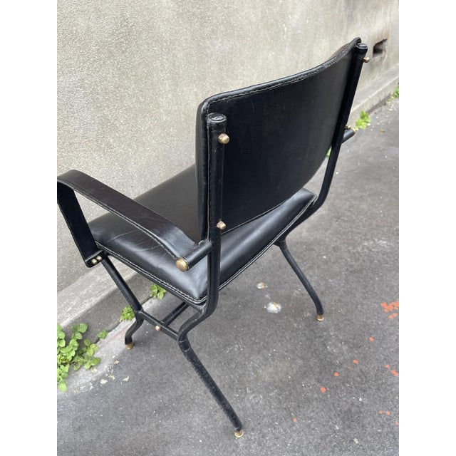 Stitched Leather Armchair by Jacques Adnet, 1950s For Sale - Image 4 of 11