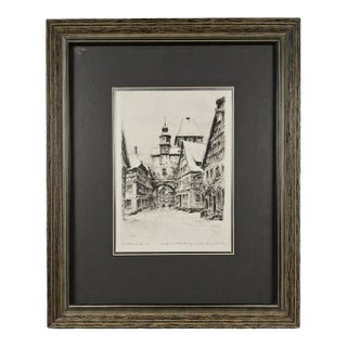 Mid 20th Century Paul Geissler (German, 1881 to 1965) Original Etching “Rothenburg O. T.” Signed For Sale