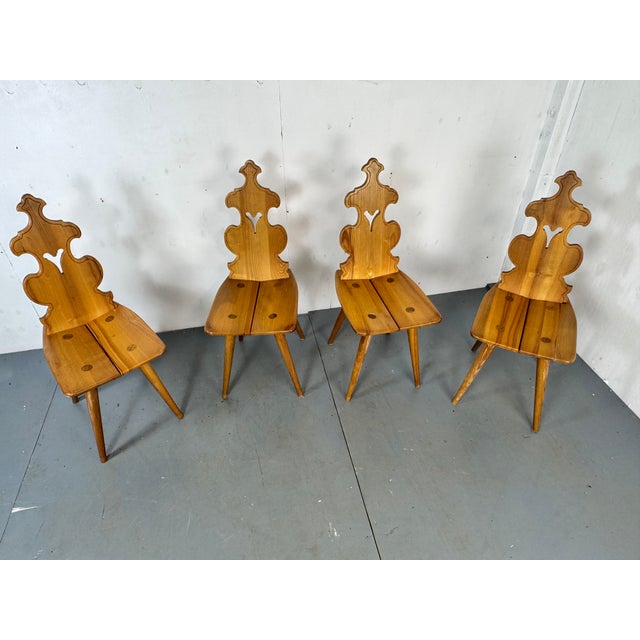 Beige Tiroler Brutalist Handmade Wood Dining Chairs, 1960s, Set of 4 For Sale - Image 8 of 10
