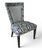 Set of 8 Colette Dining Chairs by Jessica Charles. Upholstered in coordinating damask fabrics in shades of gray and blue...