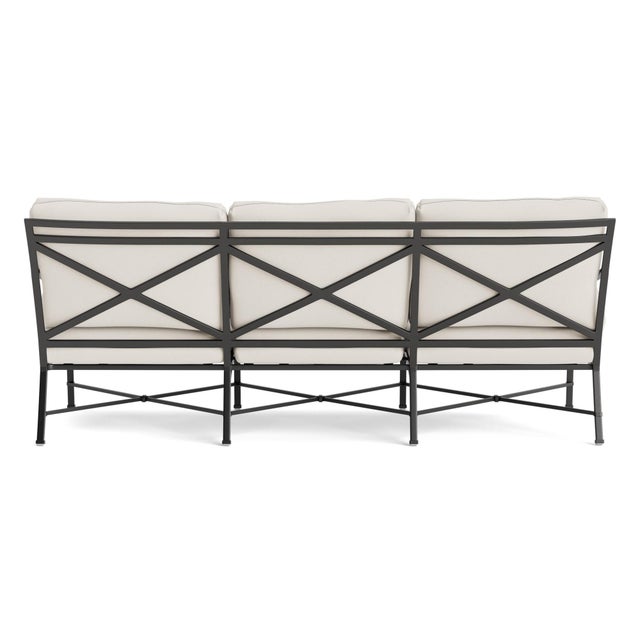 Brown Jordan Brown Jordan Venetian Sofa, Textured Pewter frame with Fusion Natural fabric For Sale - Image 4 of 11