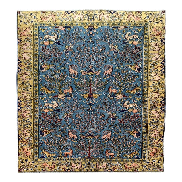 Amazing Hand Knotted Vintage Qashmour Tree of Life Pictorial Wool Area Rug 6.4 X 3.11 Ft For Sale