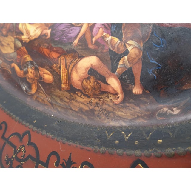 Large Hand-Painted Wall Charger Plate Depicting Roman Battle with Semi Nude Sabine Woman, 1866 For Sale - Image 11 of 18