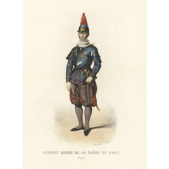 Swiss Guard for the Pope in the Vatican, 1850, Paper For Sale