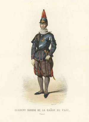 Swiss Guard for the Pope in the Vatican, 1850, Paper