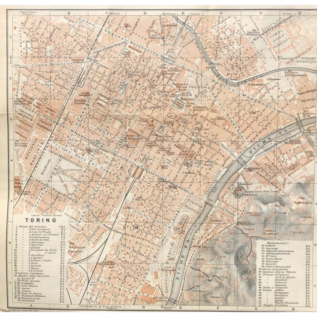 Italian 1910s Antique Italian Map of Turin For Sale - Image 3 of 3