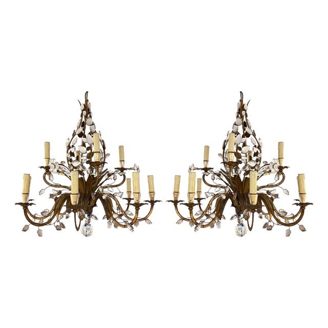 Large Chandeliers from Maison Baguès, 1960s, Set of 2 For Sale