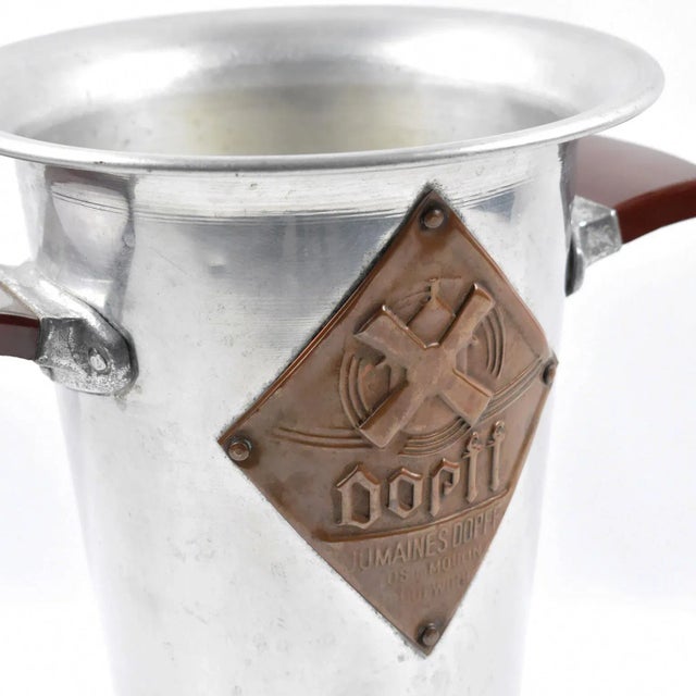 Silver Tall Aluminum Advertising Ice Bucket Wine Cooler, France 1950s For Sale - Image 8 of 11