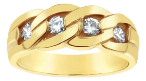 Link Style Diamond Wedding Band .30cttw 14k Yellow Gold, Size 7