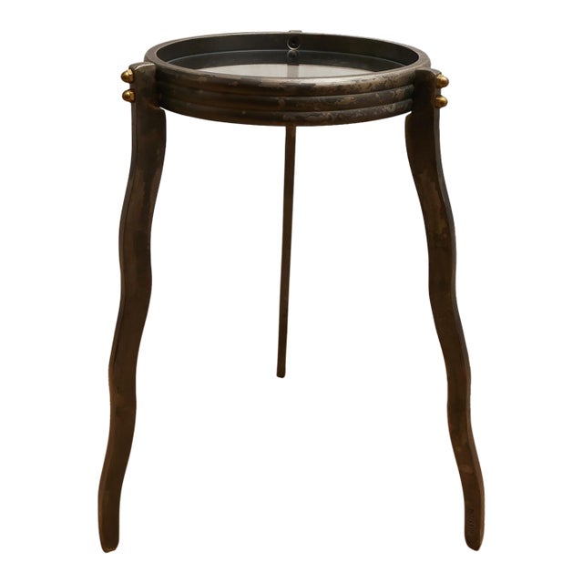 1980s Will Stone Wavy Squiggle Metal Side Table For Sale