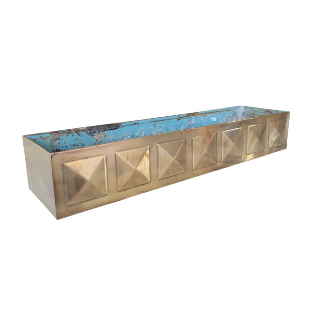 Mid Century Modern Brass Studded Tabletop Planter Box For Sale - Image 12 of 18