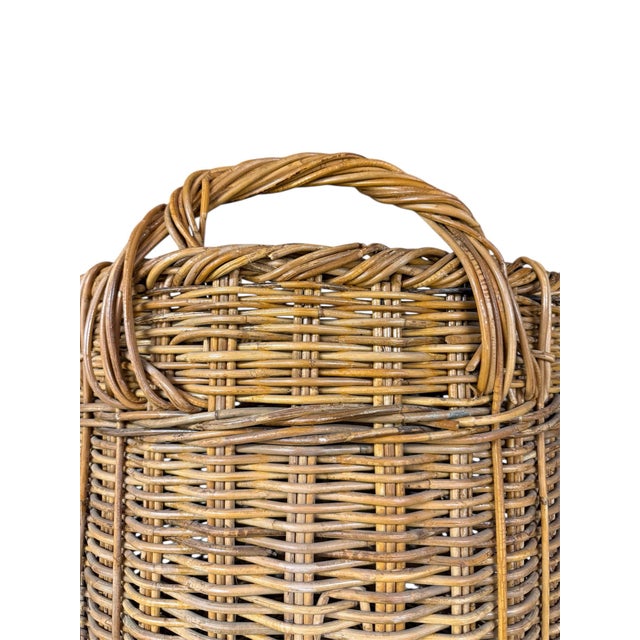 Large Woven Wicker Handeled Baskets- A Pair For Sale - Image 4 of 9