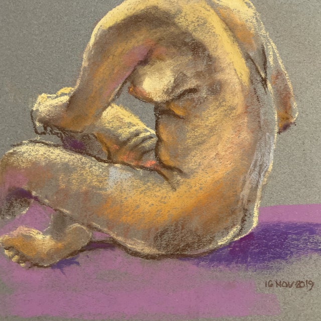 Contemporary Contemporary Original Female Nude Life Study Pastel Drawing For Sale - Image 3 of 4