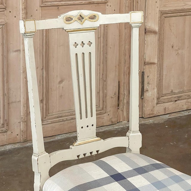 Set of 6 Antique Swedish Gustavian Painted Dining Chairs Includes 2 Armchairs For Sale - Image 12 of 18