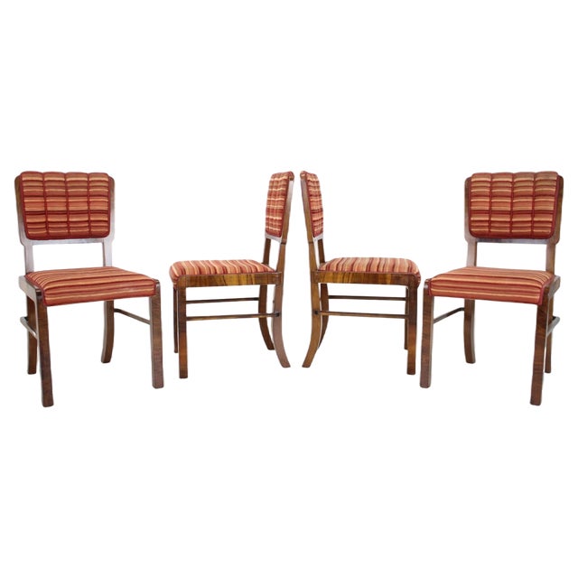 Art Deco Dining Chairs, Czechoslovakia, 1930s, Set of 4 For Sale