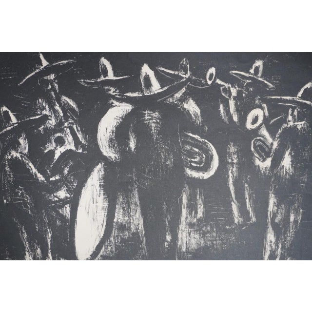 Expressionism Dan Lutz, Village Band Concert, Lithograph c.1957 For Sale - Image 3 of 8