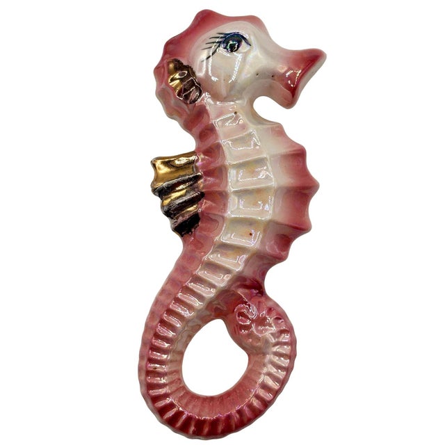 1950s MCM Ceramic Angel Fish & Seahorse 3 Piece Wall Sculpture Set by Freeman McFarlin For Sale - Image 4 of 9