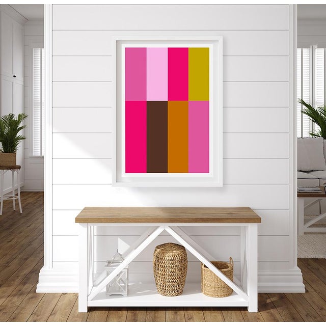 Pink Composition by Liz Roache (Pink, Brown, Green) This Modern, Mid Century, Contemporary Fine Art Print was created by...