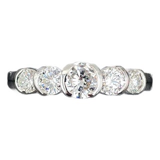 0.50 Ct Half Bezel-Set Diamond Ring Size 6 For Sale