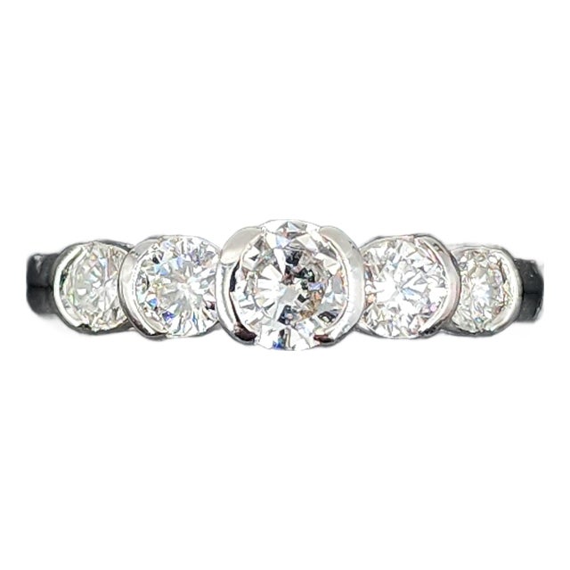 0.50 Ct Half Bezel-Set Diamond Ring Size 6 For Sale