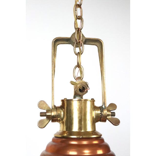 Metal Mid 20th Century Wiska Nautical Copper & Brass Beehive Wiska Spotlight Pendant Light For Sale - Image 7 of 13
