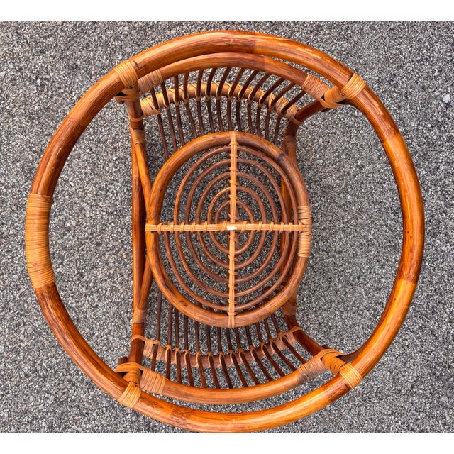 1970s Italian Mid Century Rattan and Glass Coffee Side Table For Sale In Louisville - Image 6 of 12