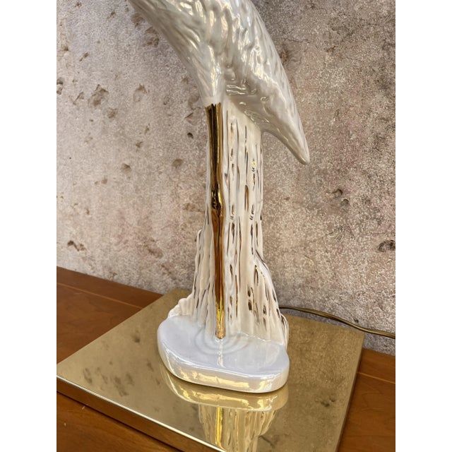 Gold Art Deco Ceramic and Brass Lamp, 1930s For Sale - Image 8 of 9