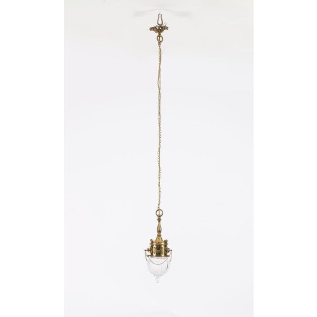 Antique Edwardian Brass & Cut Crystal Ceiling Lights, 1900, Set of 2 For Sale - Image 13 of 16