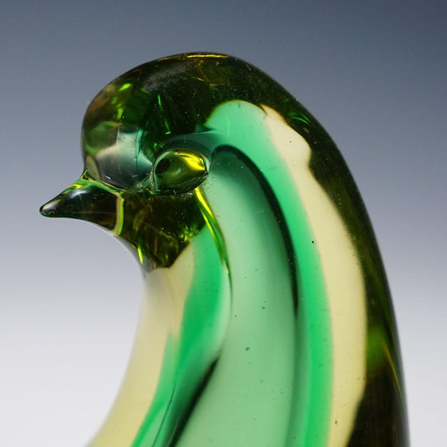 Green Sommerso Glass Bird Sculpture, Flavio Poli for Seguso Murano 1953 For Sale - Image 8 of 10