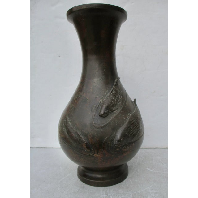 Antique Japanese Bronze Carp Vase For Sale - Image 4 of 13
