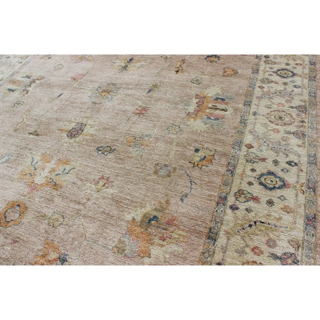 Textile Keivan Woven Arts Angora Turkish Oushak Rug in Dusty Pink and Ivory 10'3 X 13'9 For Sale - Image 7 of 12