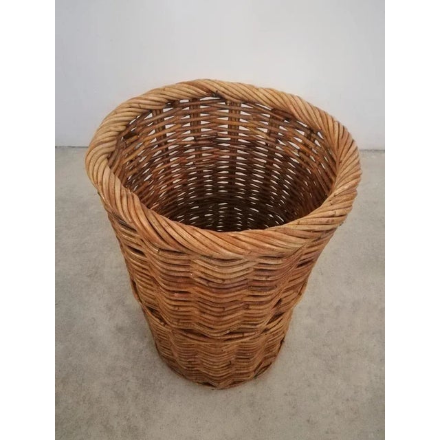 Brown Large Italian Hand-Woven Willow Basket with Lid, 1950s For Sale - Image 8 of 18