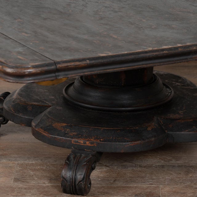 19th Century Black Painted Swedish Large Square Coffee Table For Sale - Image 13 of 17