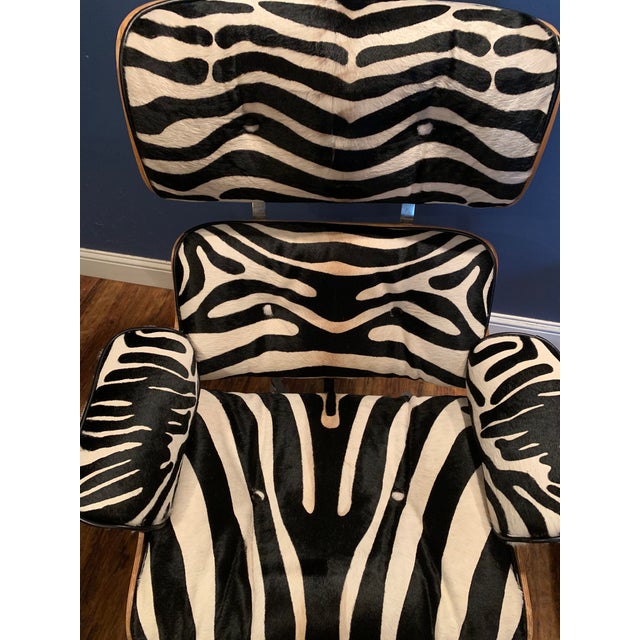 Modern Custom Zebra Hide Eames Style Lounge Chair and Ottoman Chairish