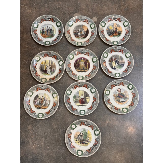 White Circa 1840s Creil Et Montereau Political Portrait Plates- Set of 10 For Sale - Image 8 of 9