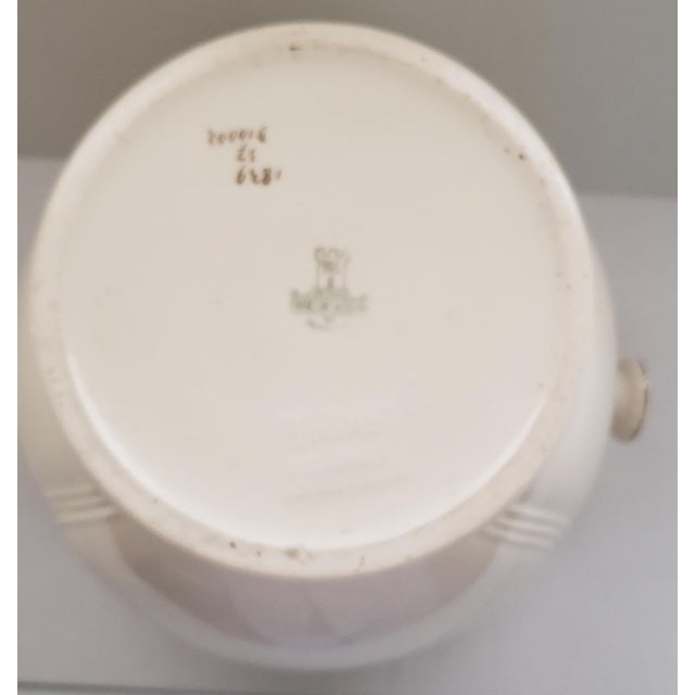 Cream Antique Royal Bonn Franz Anton Mehlem Porcelain Jardinière — Art Nouveau Green Floral Decoration For Sale - Image 8 of 11