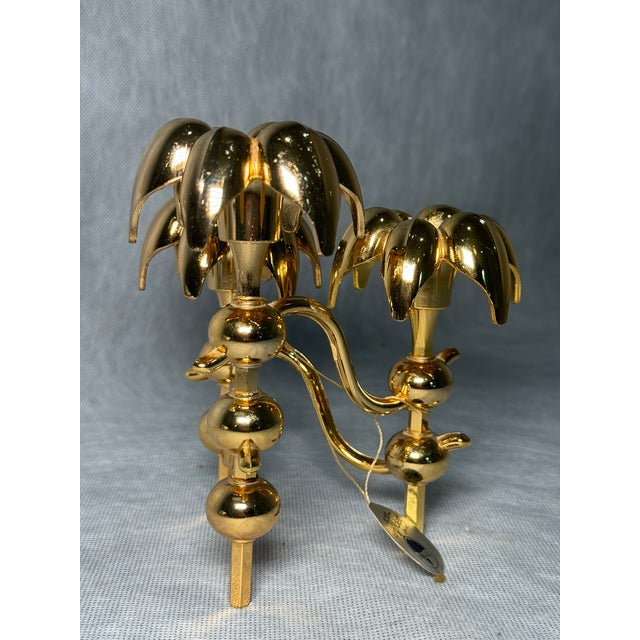 Hollywood Regency 24k Gold-Plated Palm Candleholder by Nagel, Germany, 1970s For Sale - Image 4 of 8