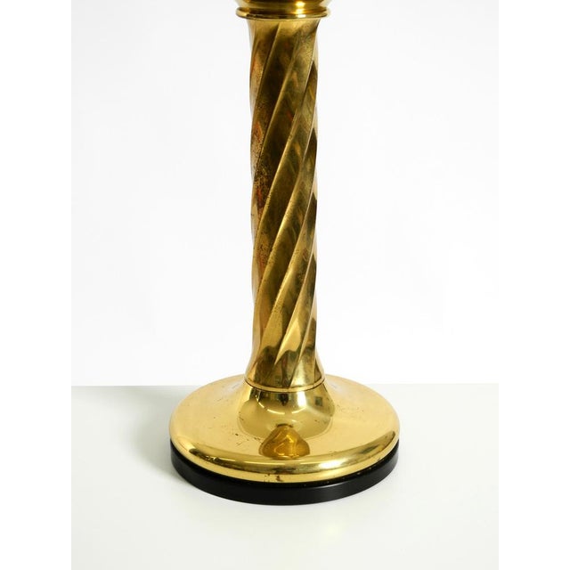 Metal Large Column-Style Table Lamp in Brass with Frosted Glass Globe, 1960s For Sale - Image 7 of 18