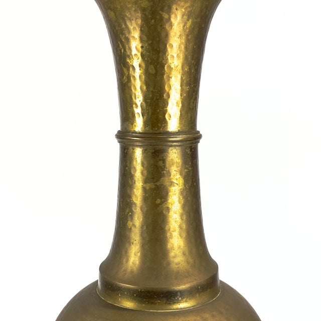 Gargantuan 30" Tall Vintage Hammered Brass Baluster Floor Vase For Sale In Miami - Image 6 of 14