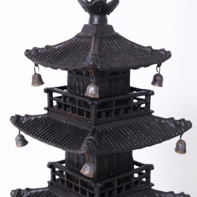 Early 20th Century Pair of Antique Japanese Iron Pagodas For Sale - Image 5 of 7