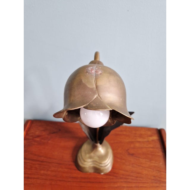 Hollywood Regency Floral Table Lamp in Bronze and Brass, 1970 For Sale - Image 9 of 15