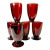 1920s Antique Art Deco Boho Chic Hollywood Regency Ruby Red Footed Tumbler Glasses - Set of 6 For Sale