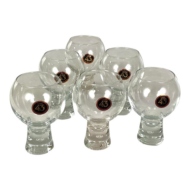 Late 20th Century Licor 43 Cuarenta Y Tres-Set of Six Cocktail Glasses With Bubble Stems - Set of 6 For Sale