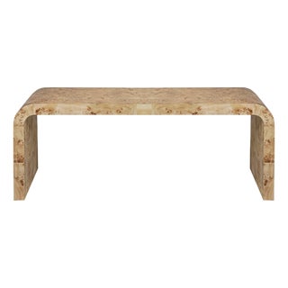 Matthew Izzo Home Newbury Light Burlwood Waterfall Edge Coffee Table For Sale