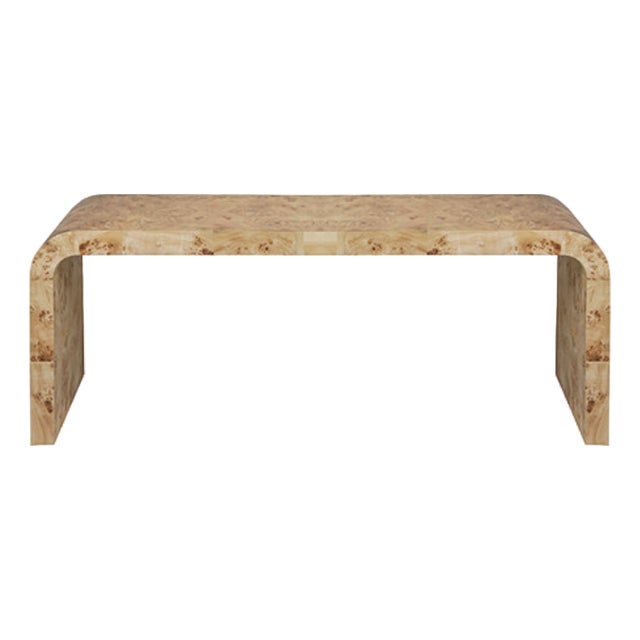 Matthew Izzo Home Newbury Light Burlwood Waterfall Edge Coffee Table For Sale