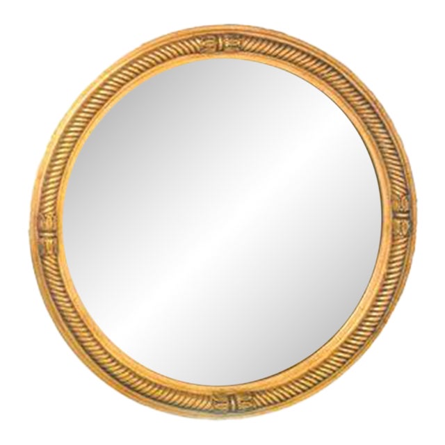 Friedman Brothers Boulogne Round Mirror in Classic Gold - 29" For Sale