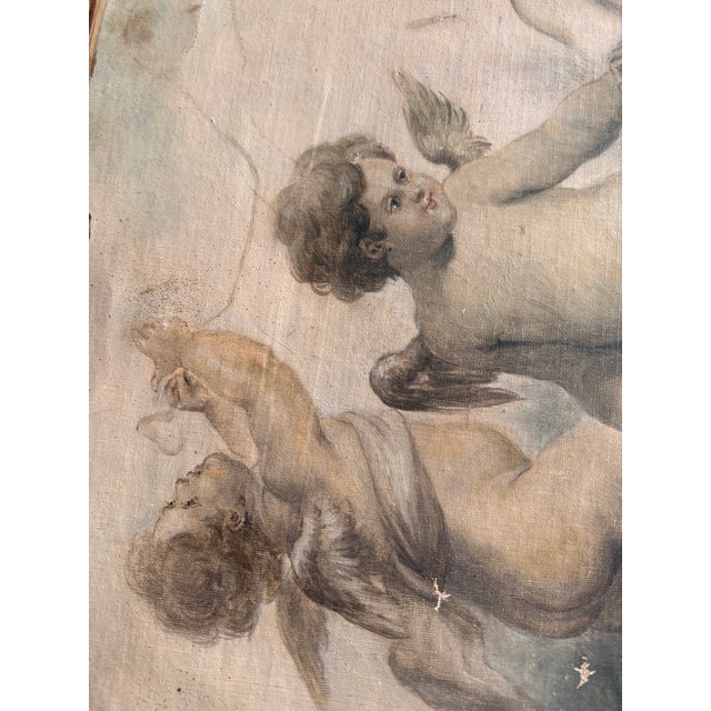 Early 18th Century Tall Gilded French Louis XV Style Trumeau Mirror With Cherubs For Sale - Image 5 of 9