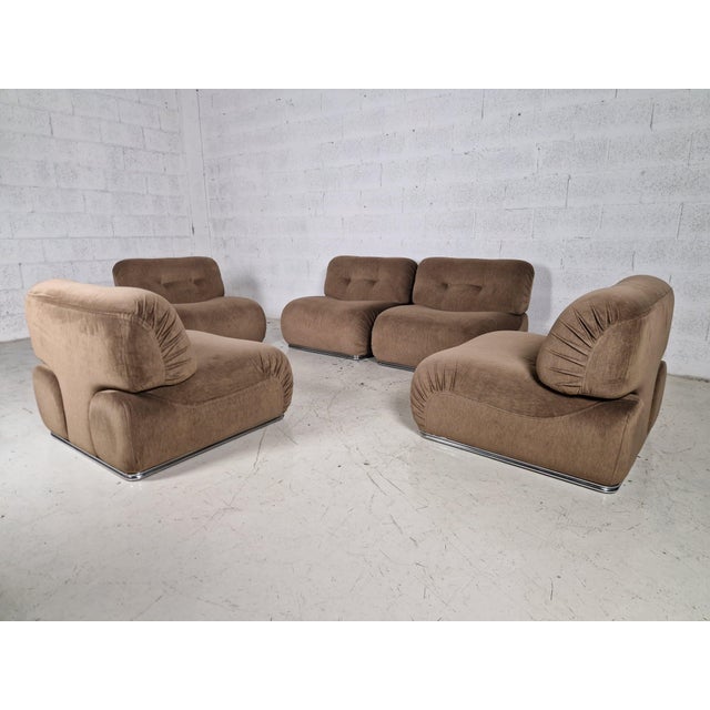 Vintage Italian Lounge Chairs by Euromobili, 1970s, Set of 5 For Sale - Image 10 of 13