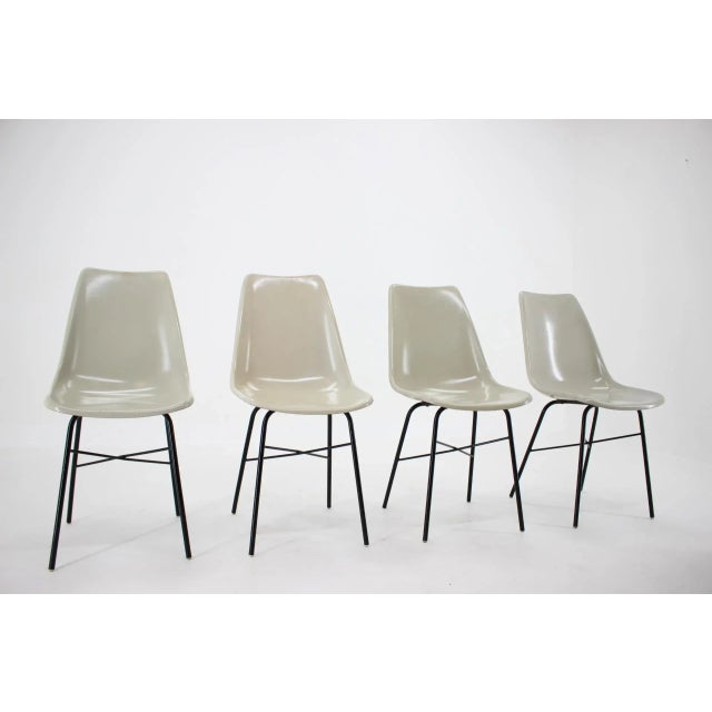 Mid-Century Fiberglass Dining Chairs, Czechoslovakia, 1960s, Set of 4 For Sale - Image 4 of 8