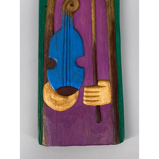 1980s Henryk Zegadlo, Violinist with Blue Violin, 1980s, Wood For Sale - Image 5 of 13